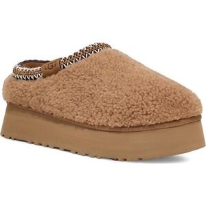 UGG Womens Tazz Maxi Curly Genuine Shearling Platform Slipper Size 10 Che‎ Tan